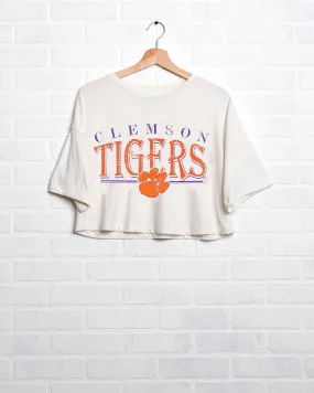 Clemson Tigers 80s White Cropped Tee