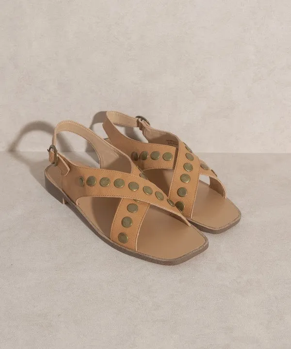 CROSSLUCK STUDDED SANDALS [ONLINE EXCLUSIVE]