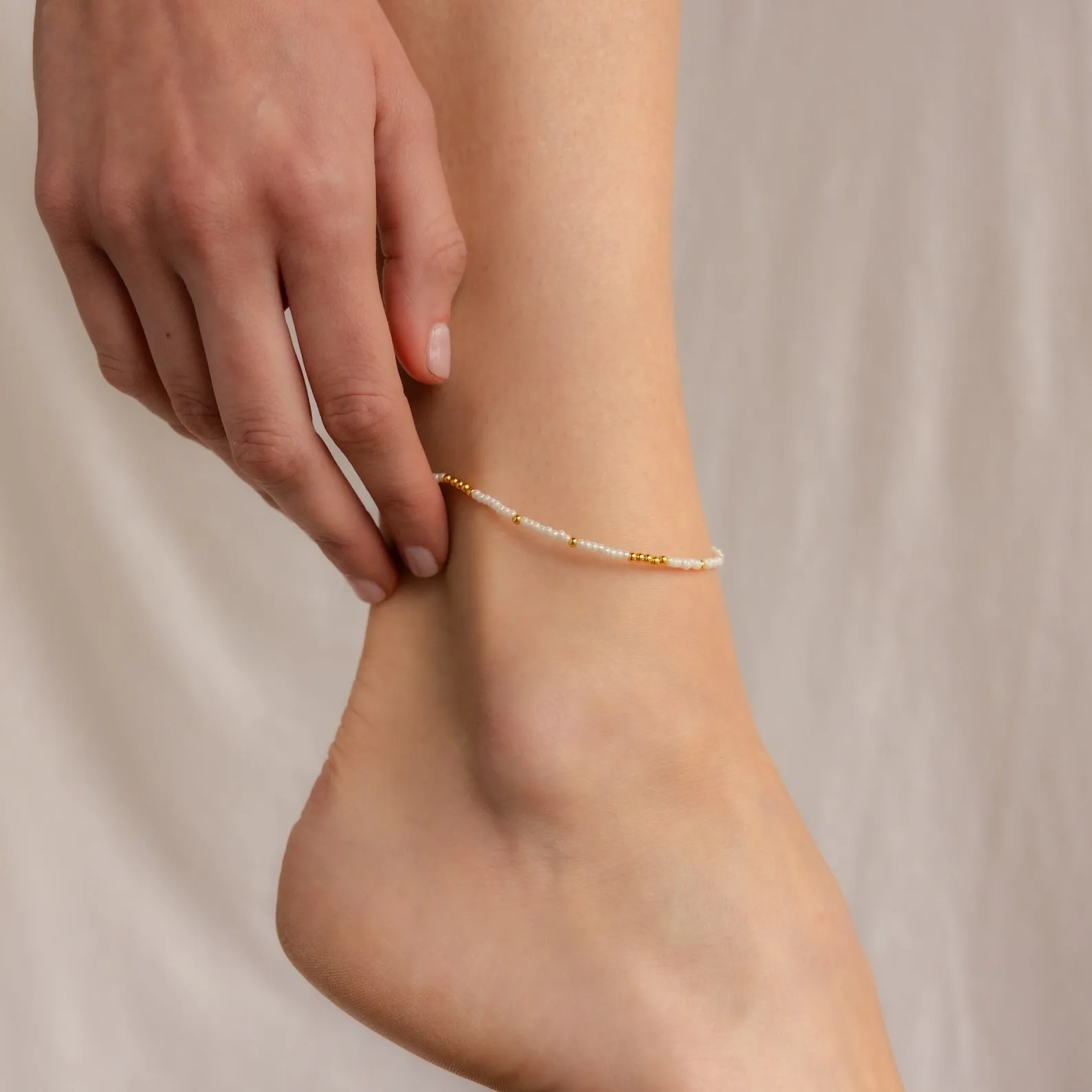 Dainty Pearl Beaded Anklet