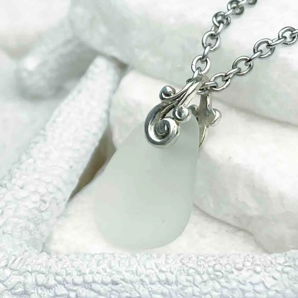 Dazzling Crystal Clear Sea Glass Pendant | #5169