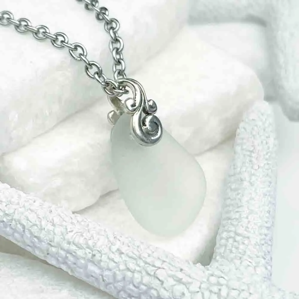 Dazzling Crystal Clear Sea Glass Pendant | #5169