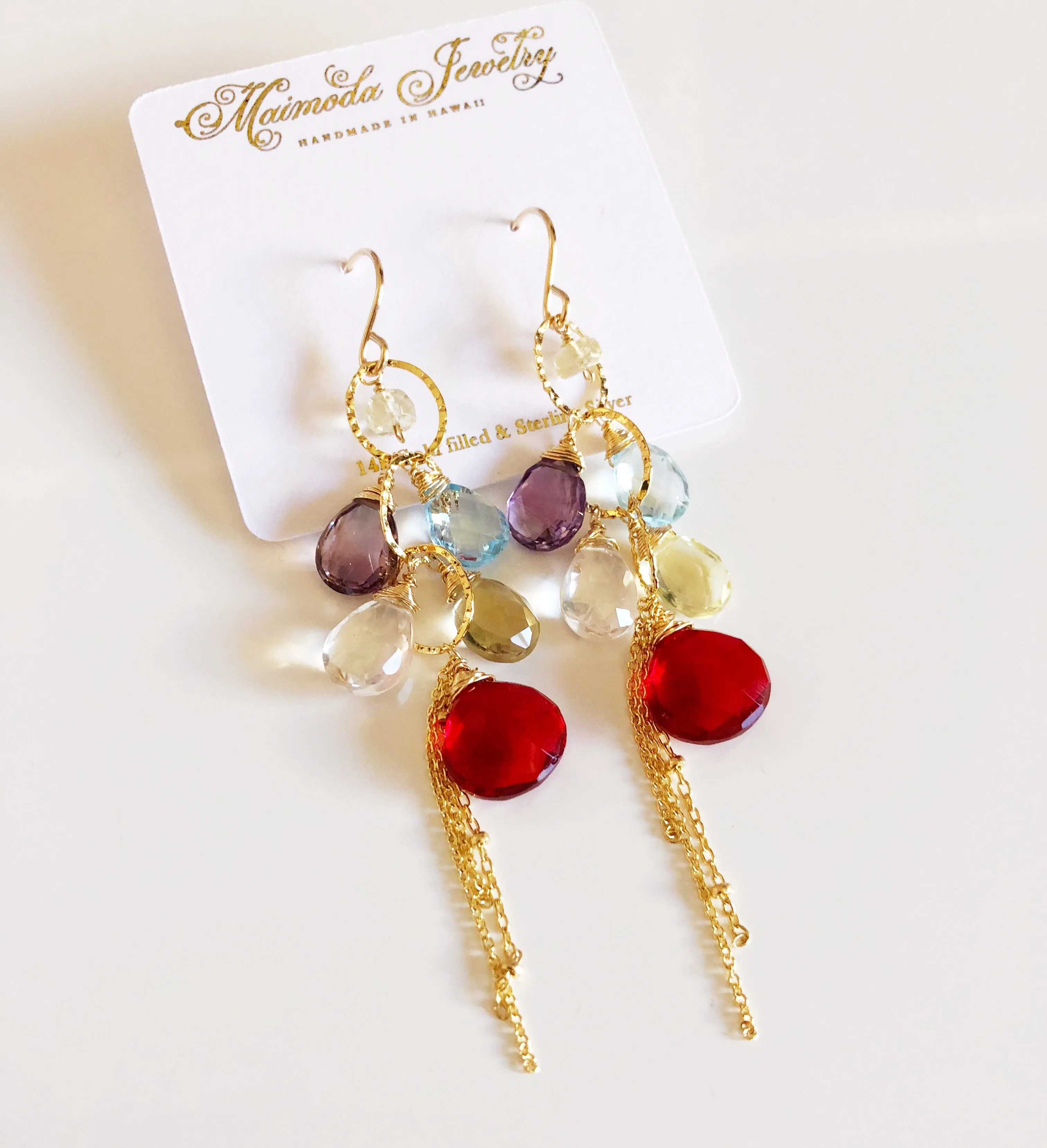 Earrings AVA - garnet quartz (E300)