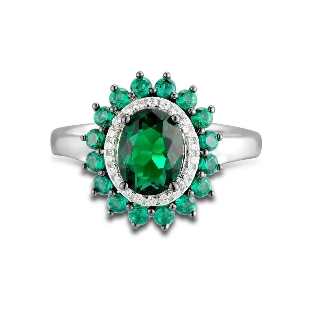 Emerald Crystal 925 Sterling Silver Ring