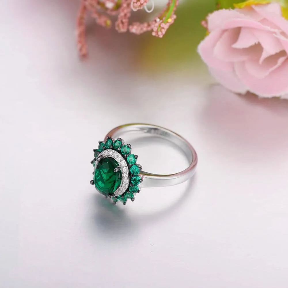 Emerald Crystal 925 Sterling Silver Ring