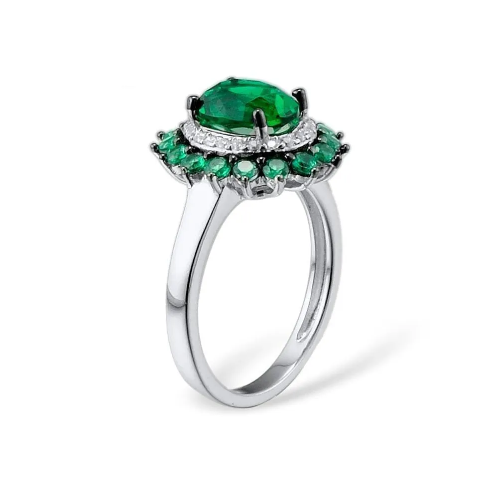 Emerald Crystal 925 Sterling Silver Ring