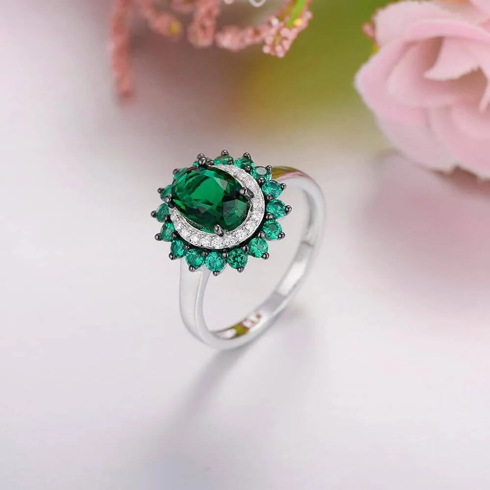 Emerald Crystal 925 Sterling Silver Ring