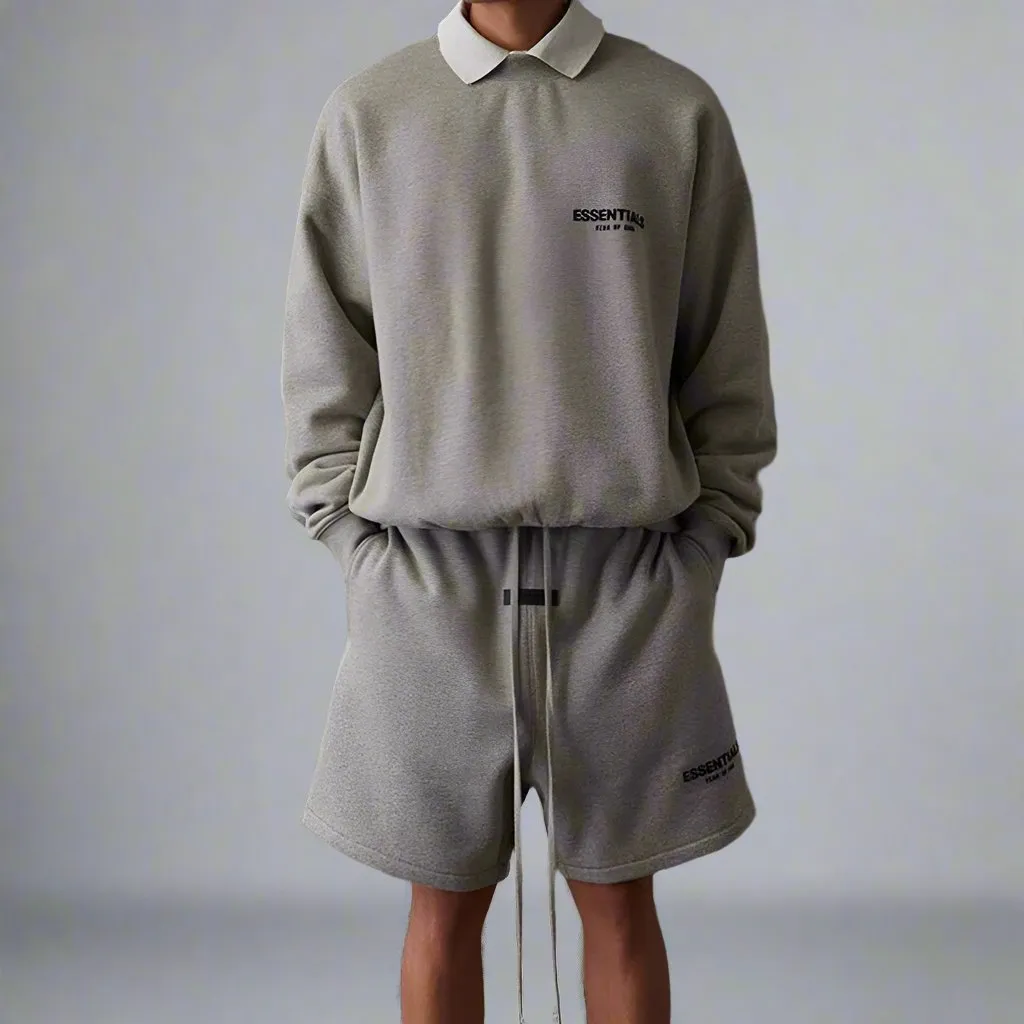 FEAR OF GOD Essentials Felt Logo Sweat Shorts Dark Oatmeal