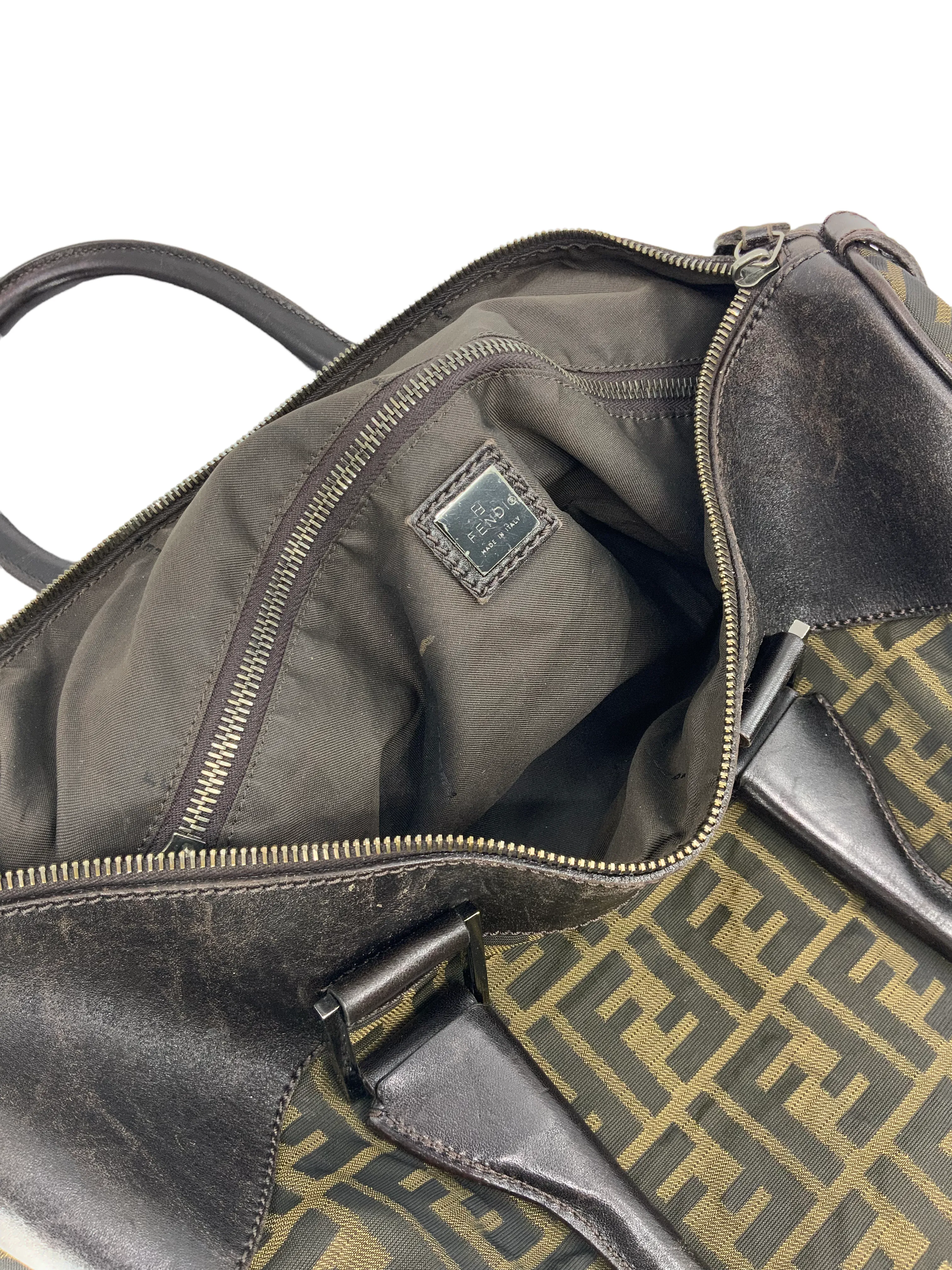 FENDI Zucca Canvas and Leather Small Duffel Bag