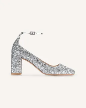 Florence Silver Glitter Mid-Heel