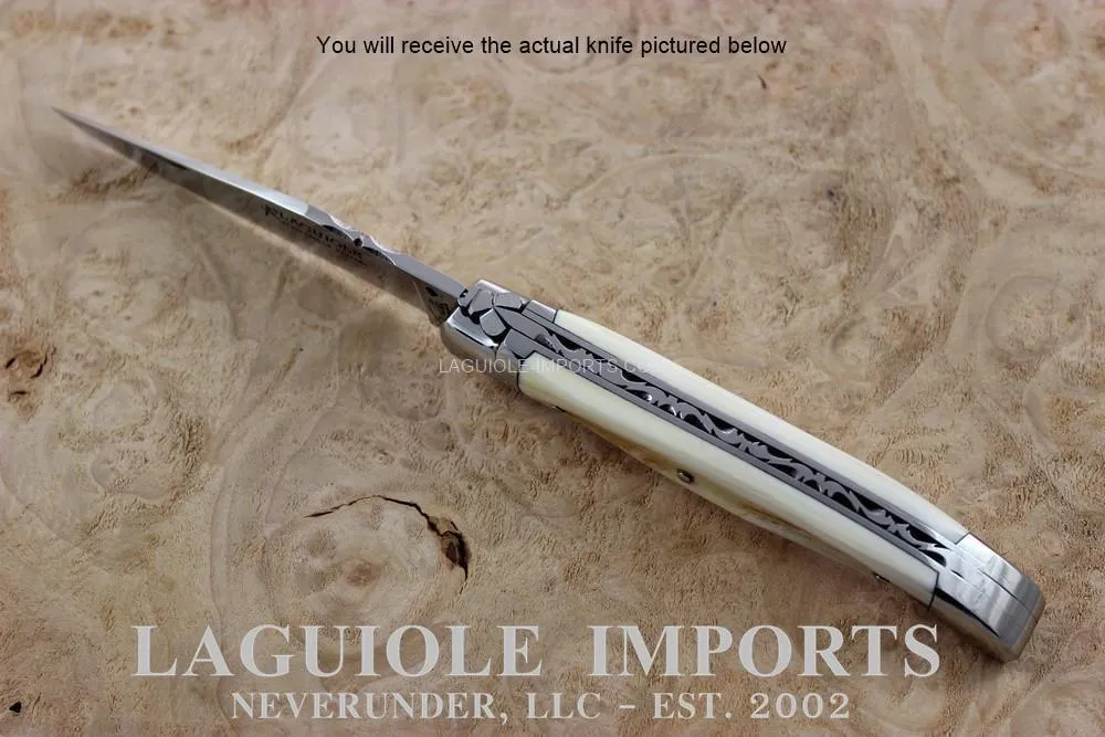 Fontenilles Pataud Laguiole 11cm Warthog Tooth - Forged Bee - Chiseled Spring - Precious Handle