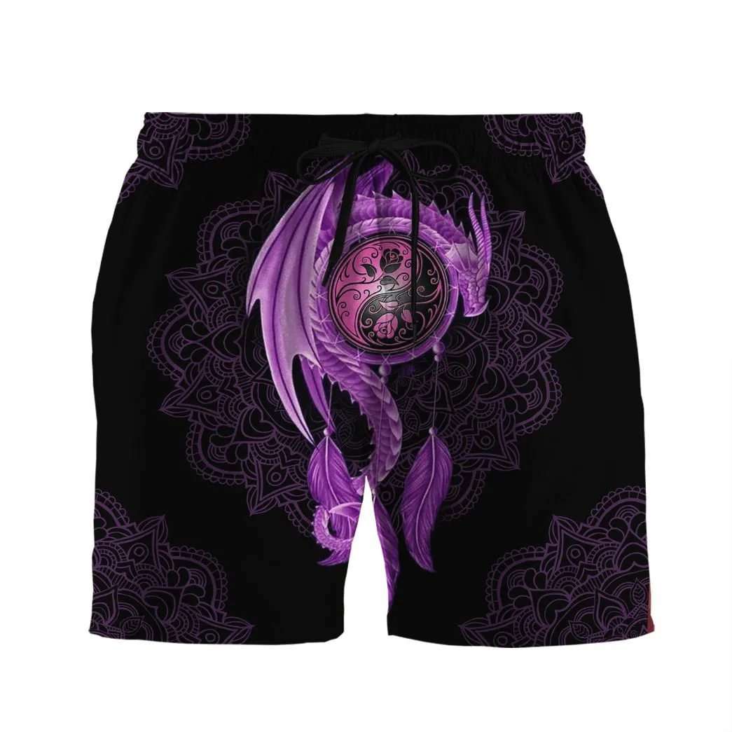 Gearhuman 3D Mandala Purple Dragon Shorts