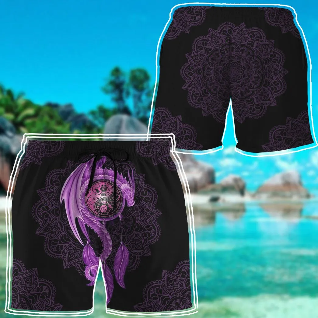 Gearhuman 3D Mandala Purple Dragon Shorts