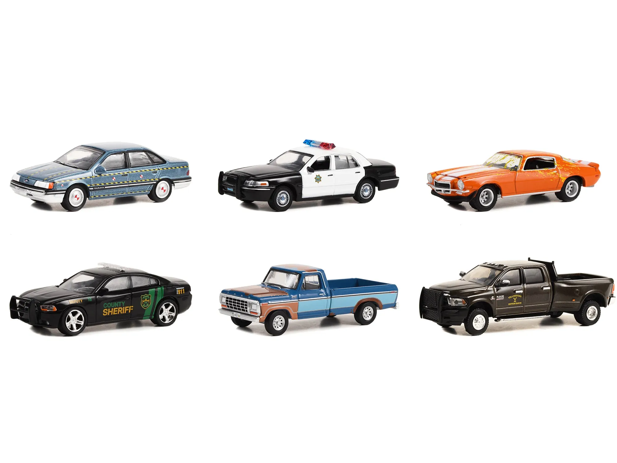 Hollywood Series Set of 6 pieces Release 38 1/64 Diecast Model Cars by Greenlight