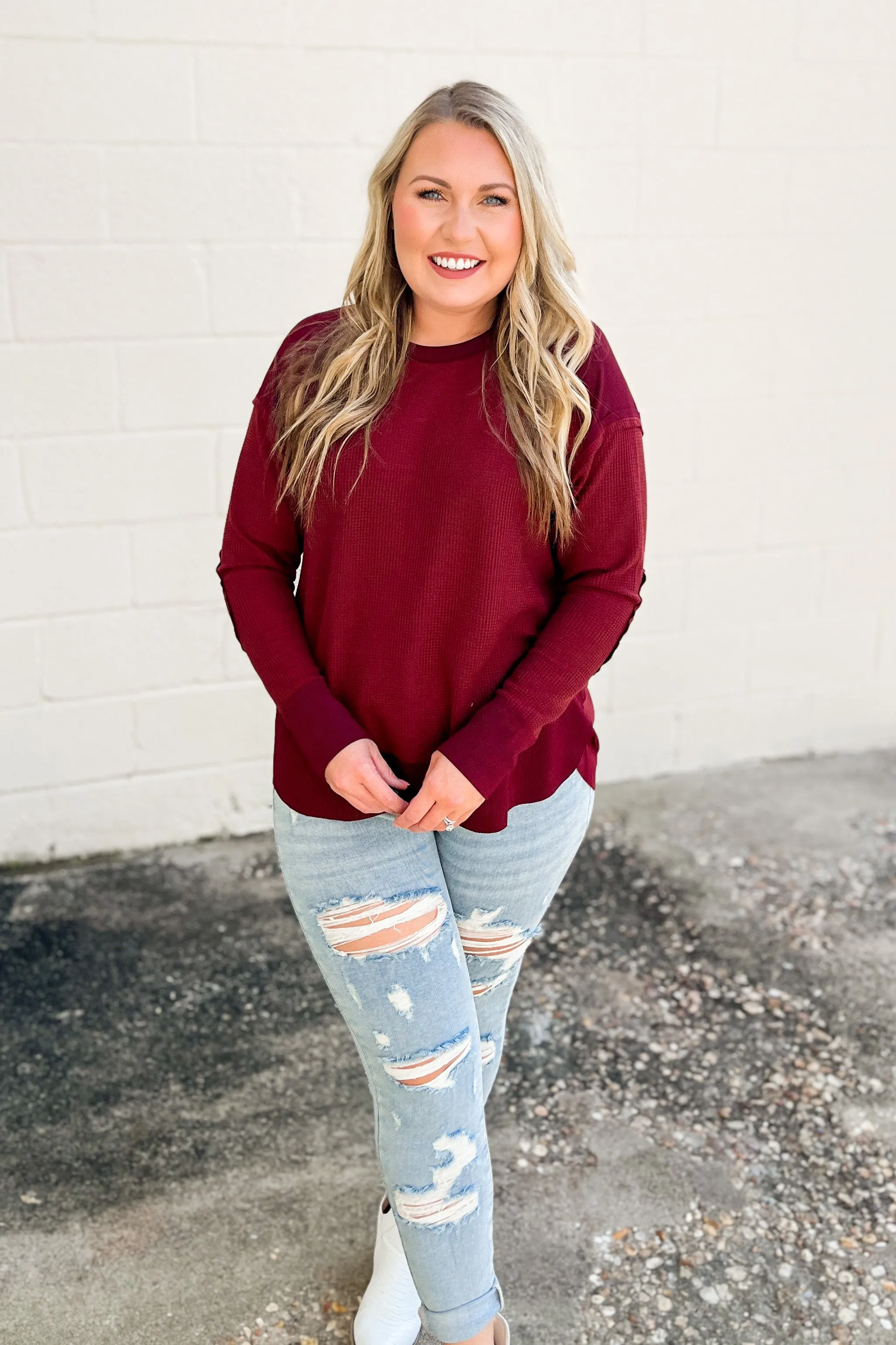 In A Rush Thermal Top, Burgundy