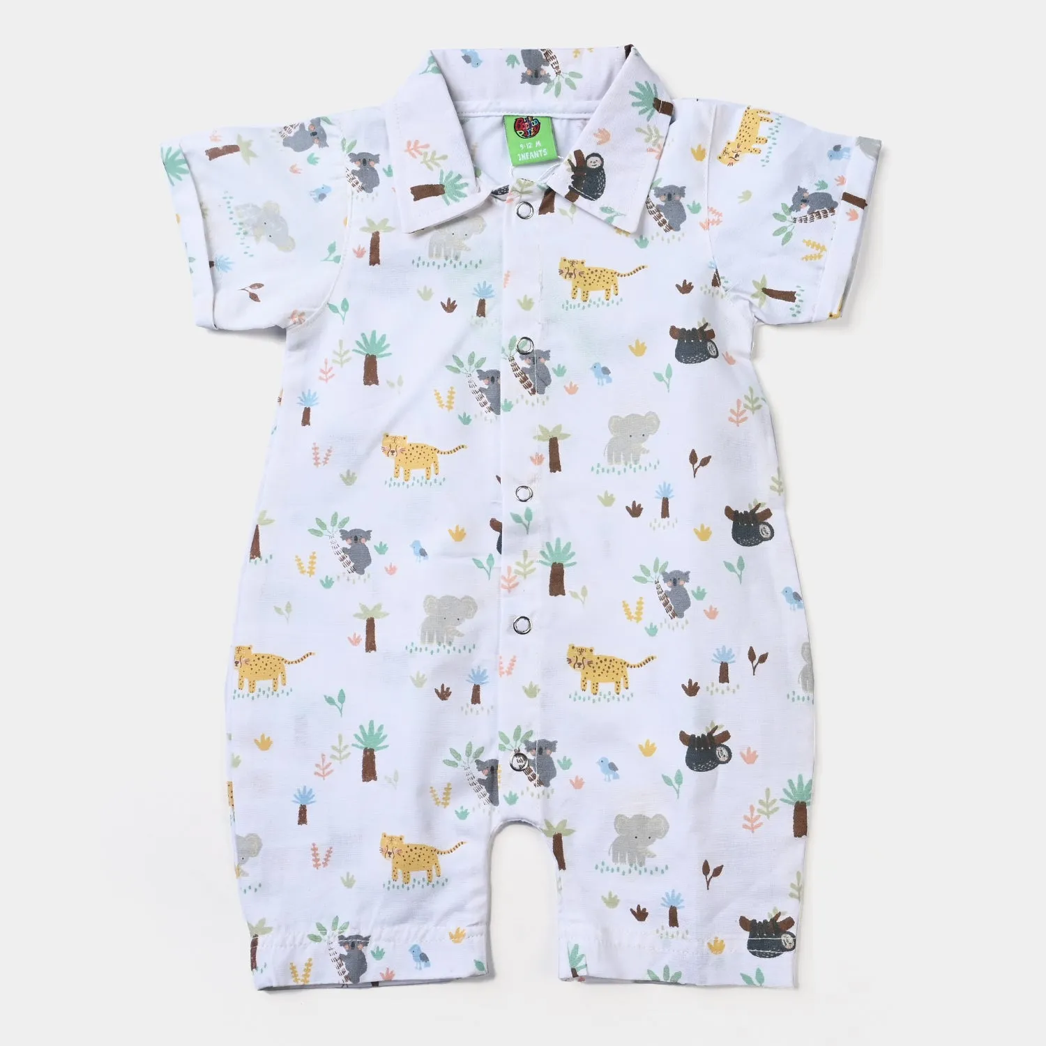 Infant Boys Cotton Romper Good Vibes-White