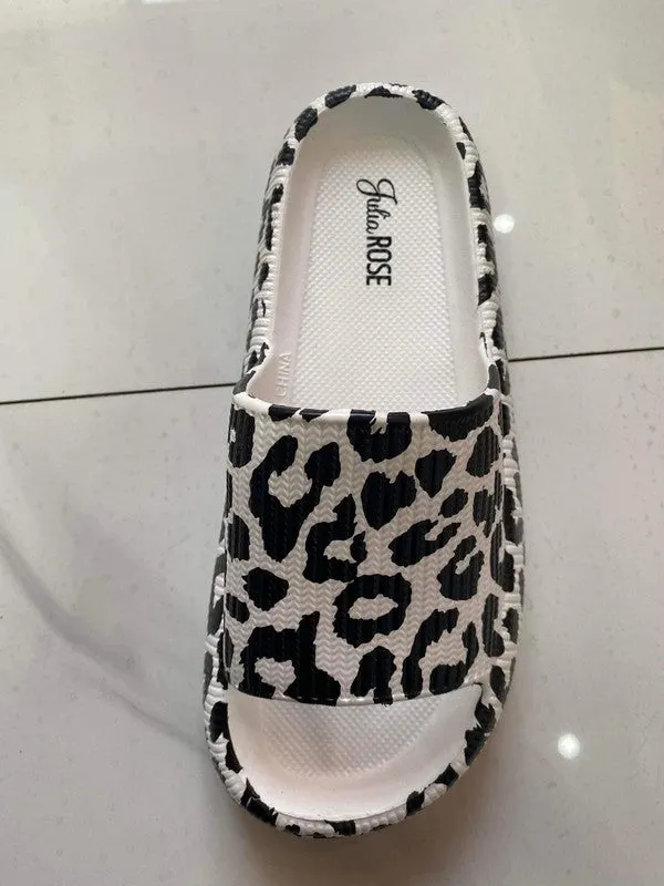 Insanely Comfortable Slides in White Leopard