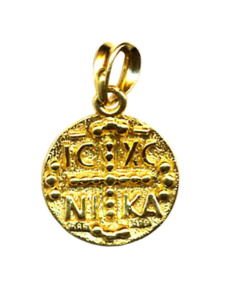 Jesus Christ Victorious Round Gold Medallion