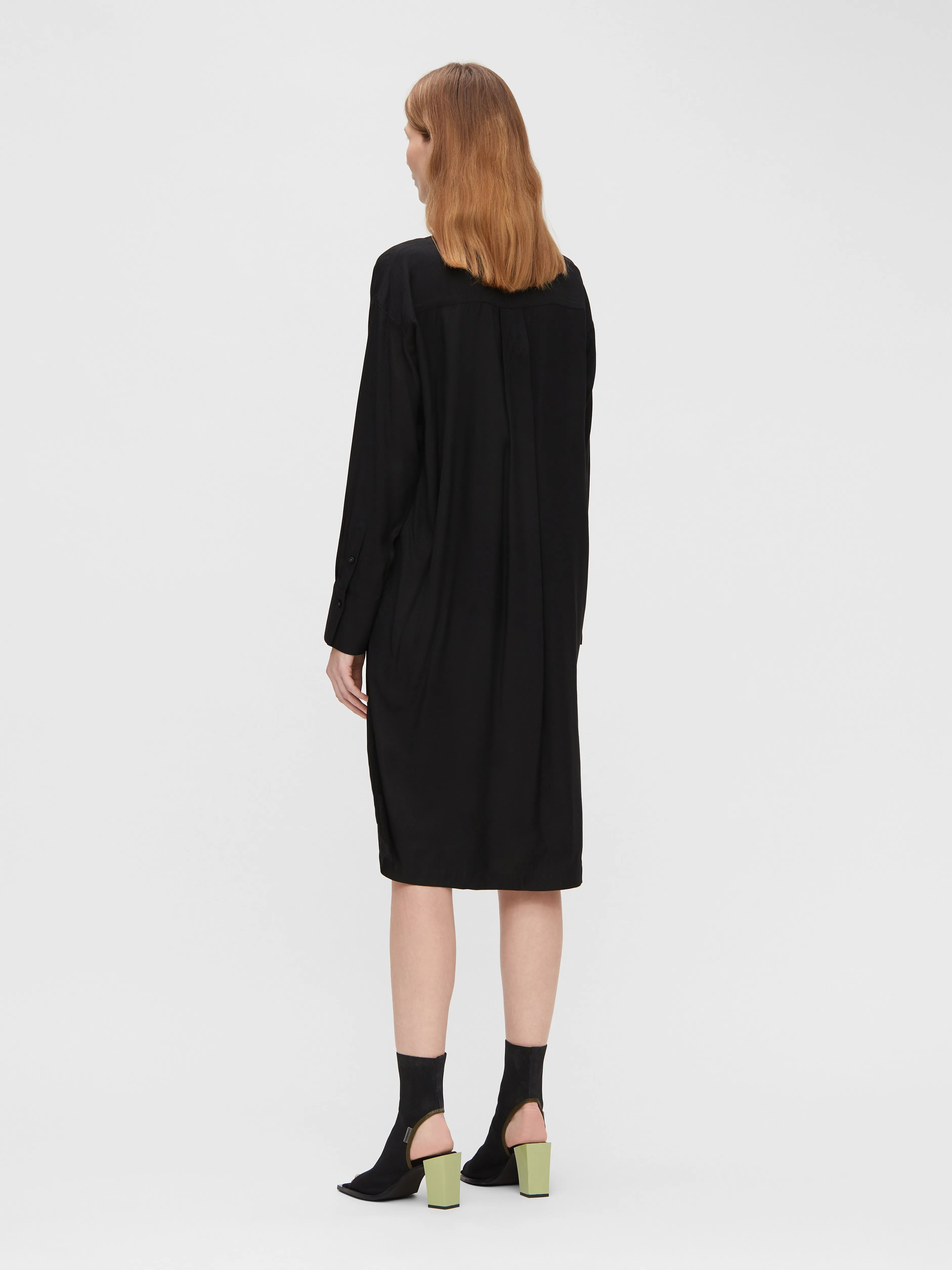 J.Lindeberg Womens Georgia Midi Shirt Dress - BLACK