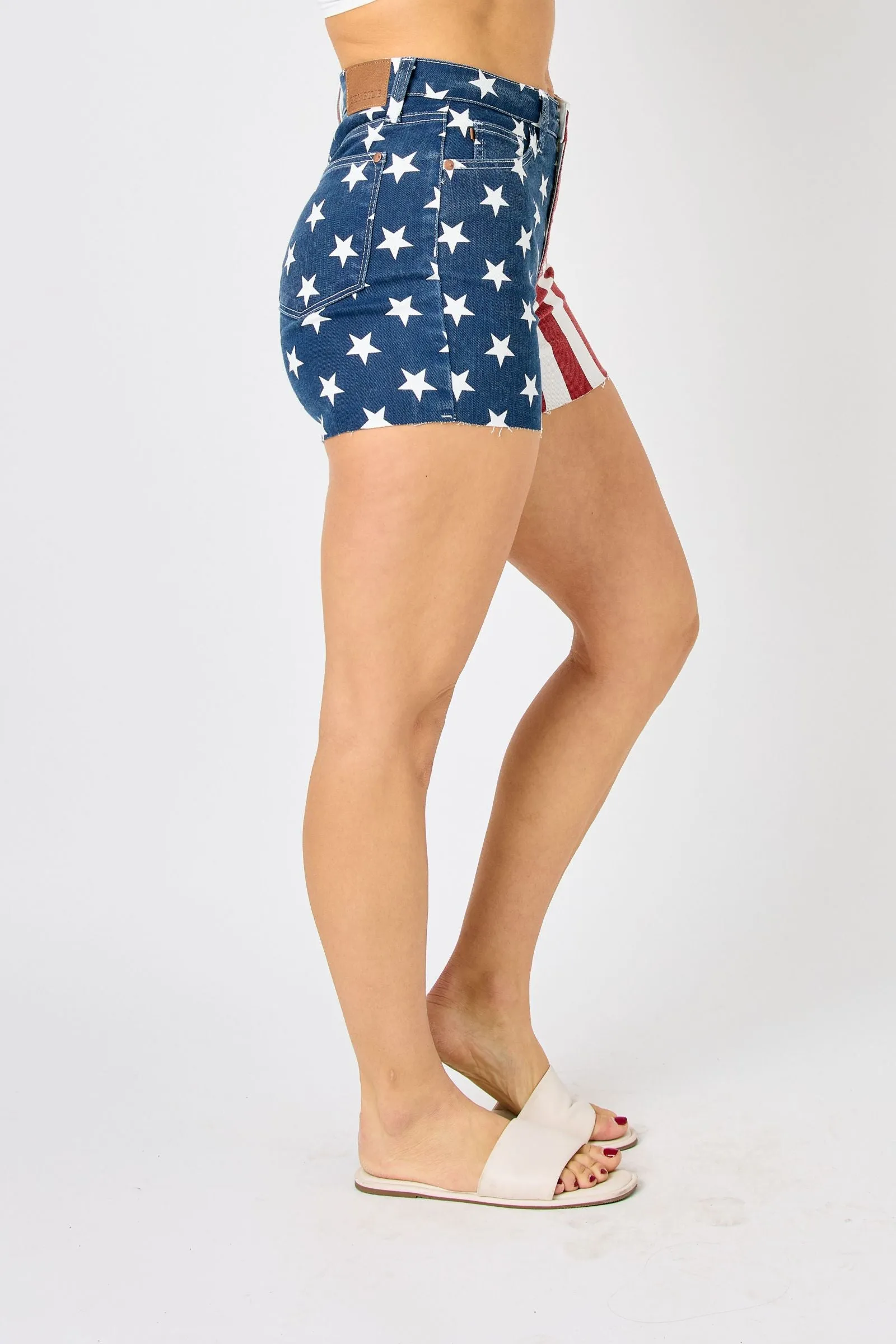 Judy Blue HIGH WAIST AMERICANA FLAG FRAY HEM SHORTS