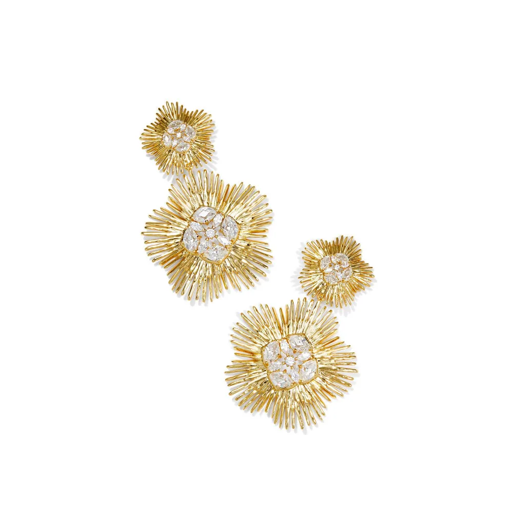 Kendra Scott Dira Crystal Statement Earrings - Gold White Mix