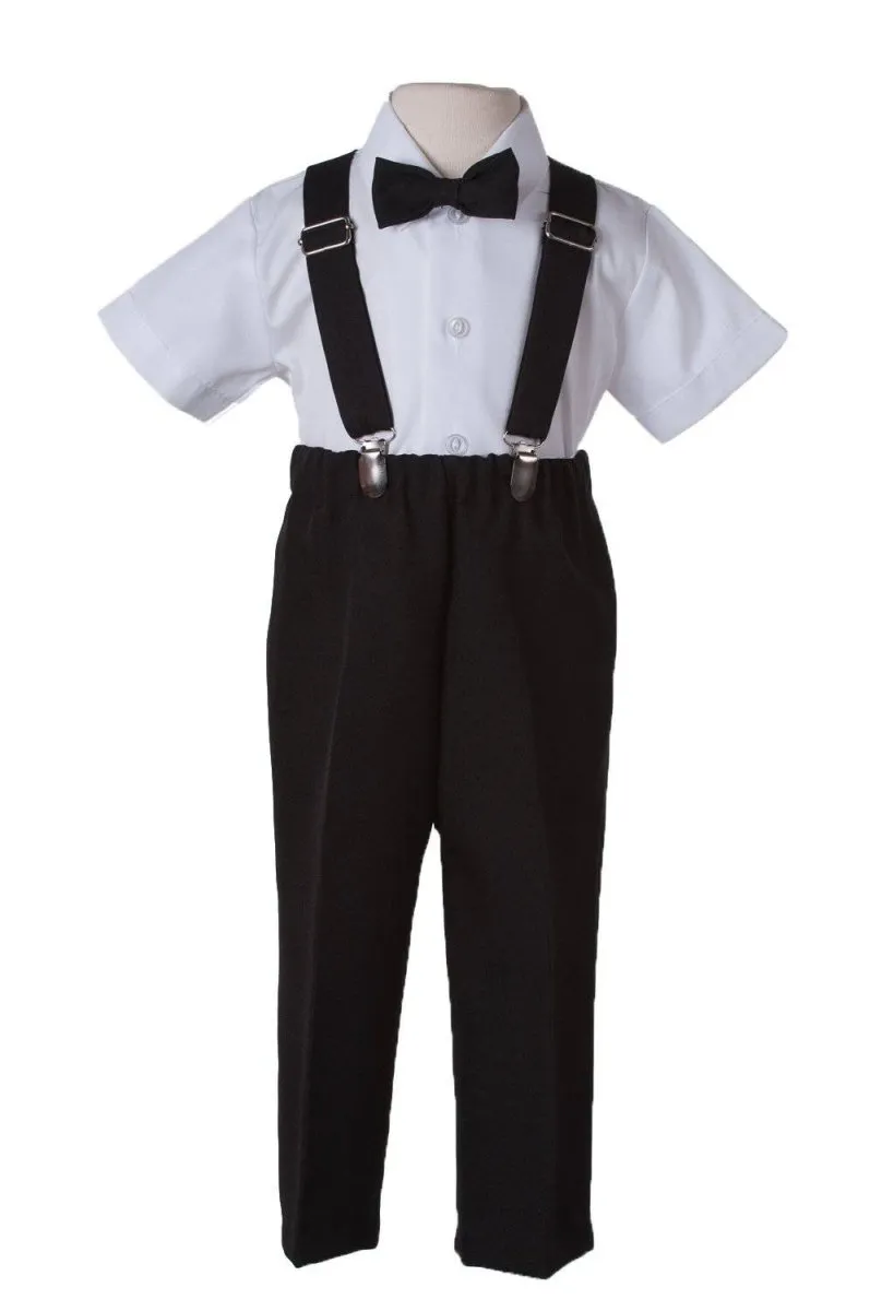 Kids Colored Suspender Pant Set with Short Sleeve and Pageboy Cap