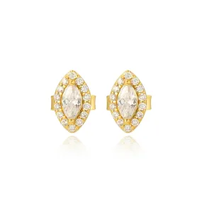 Luxe Oval Crystal Gemstone Stud Earrings