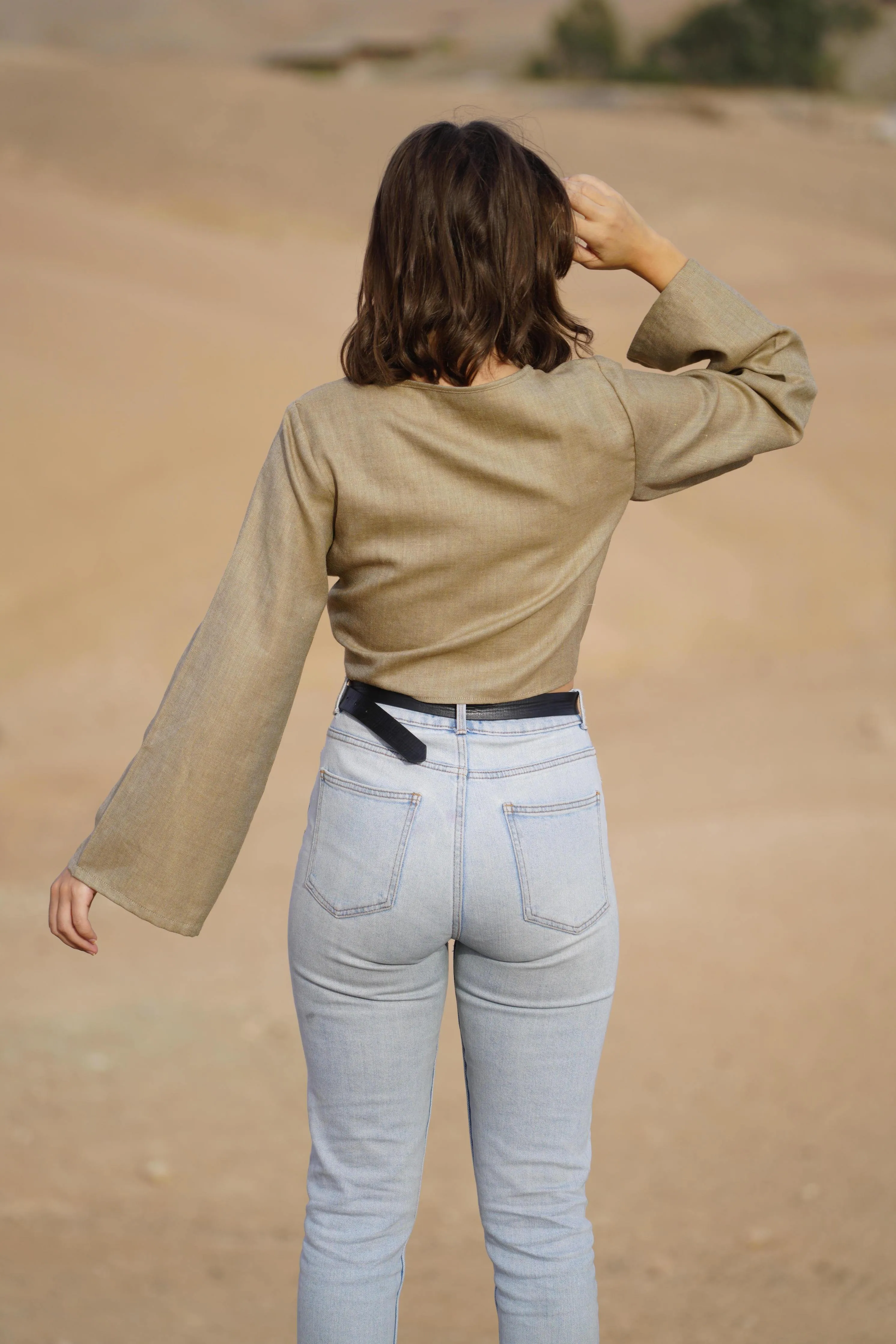 MAISON BEIGE TOP EN LIN - "SAHARA"