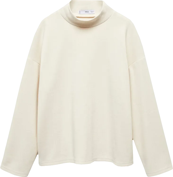 MANGO Cream Corduroy Perkins Neck Sweatshirt BNWT  UK S