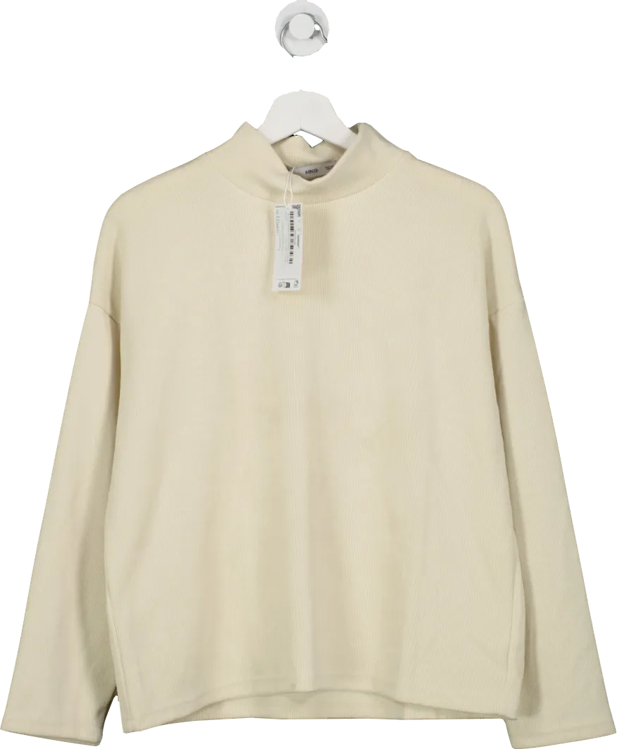 MANGO Cream Corduroy Perkins Neck Sweatshirt BNWT  UK S