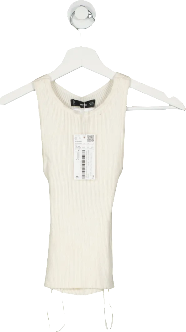 MANGO Cream Ribbed Open Back Knitted Top BNWT UK XXS