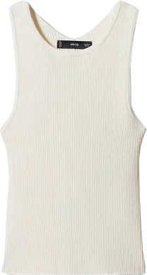 MANGO Cream Ribbed Open Back Knitted Top BNWT UK XXS