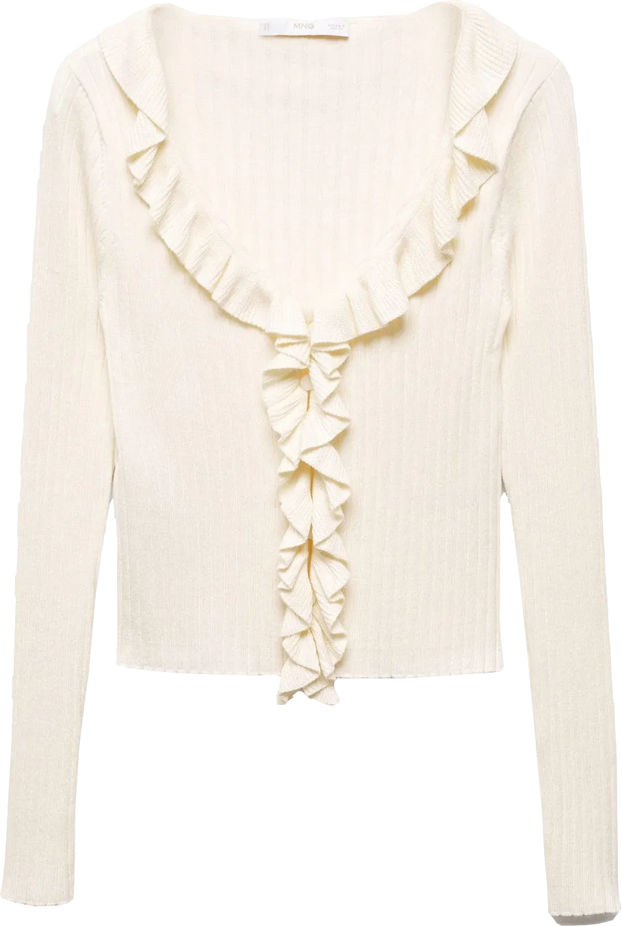 MANGO Cream Ruffle Knit Cardigan BNWT UK M