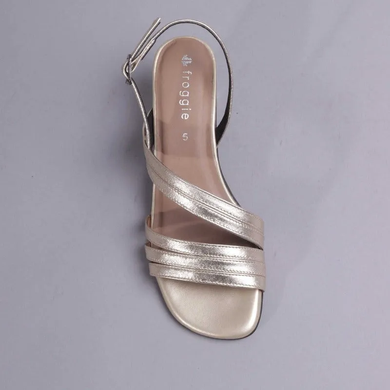 Mid Heel Slingback Sandal in Gold - 12311