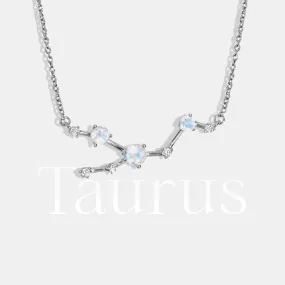 Moonstone Diamond Necklace - Taurus Zodiac Constellation