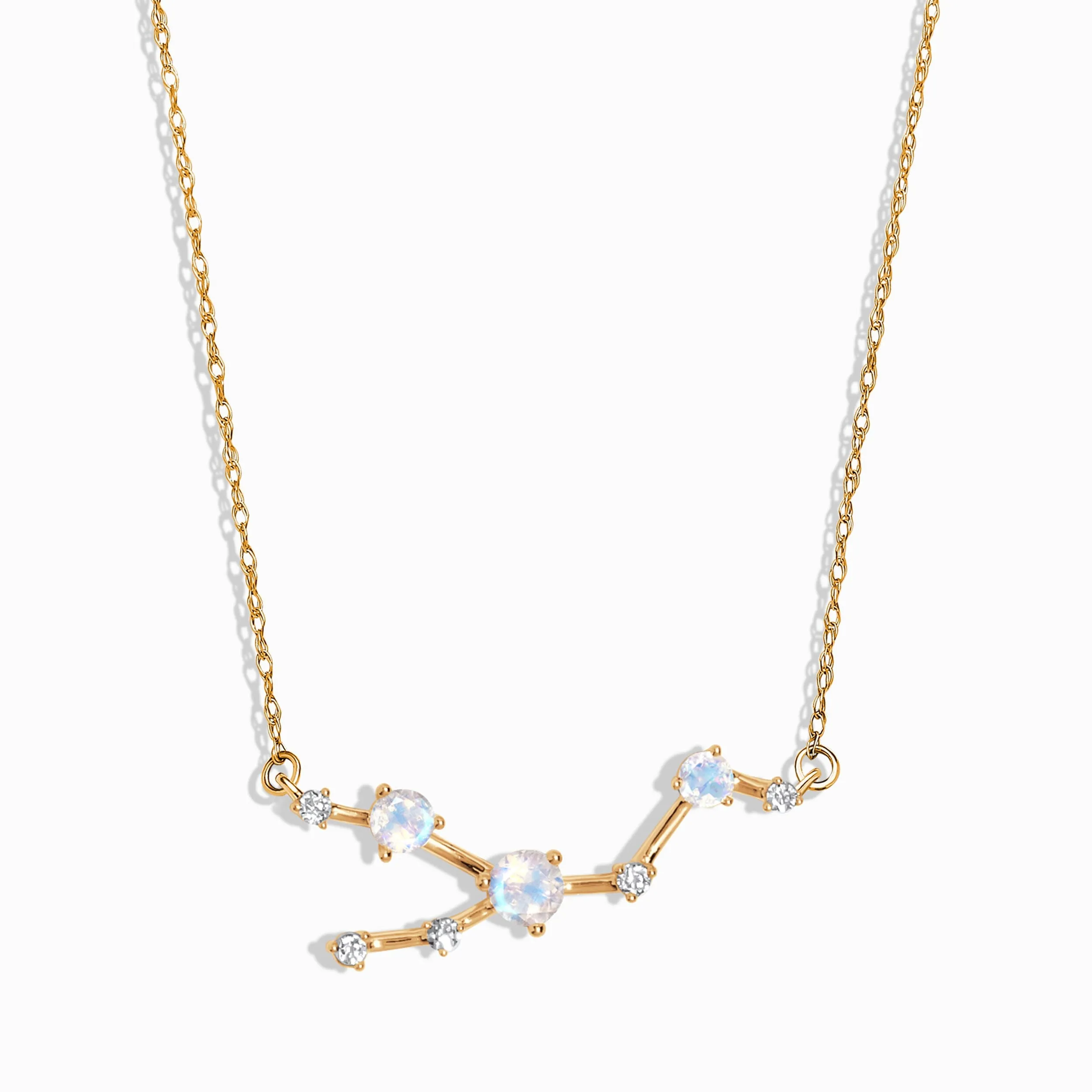 Moonstone Diamond Necklace - Taurus Zodiac Constellation