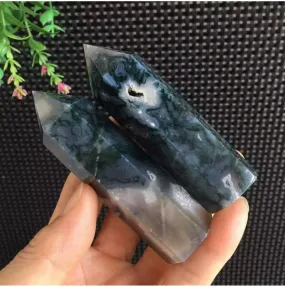 Natural Blue Moss Agate Wand