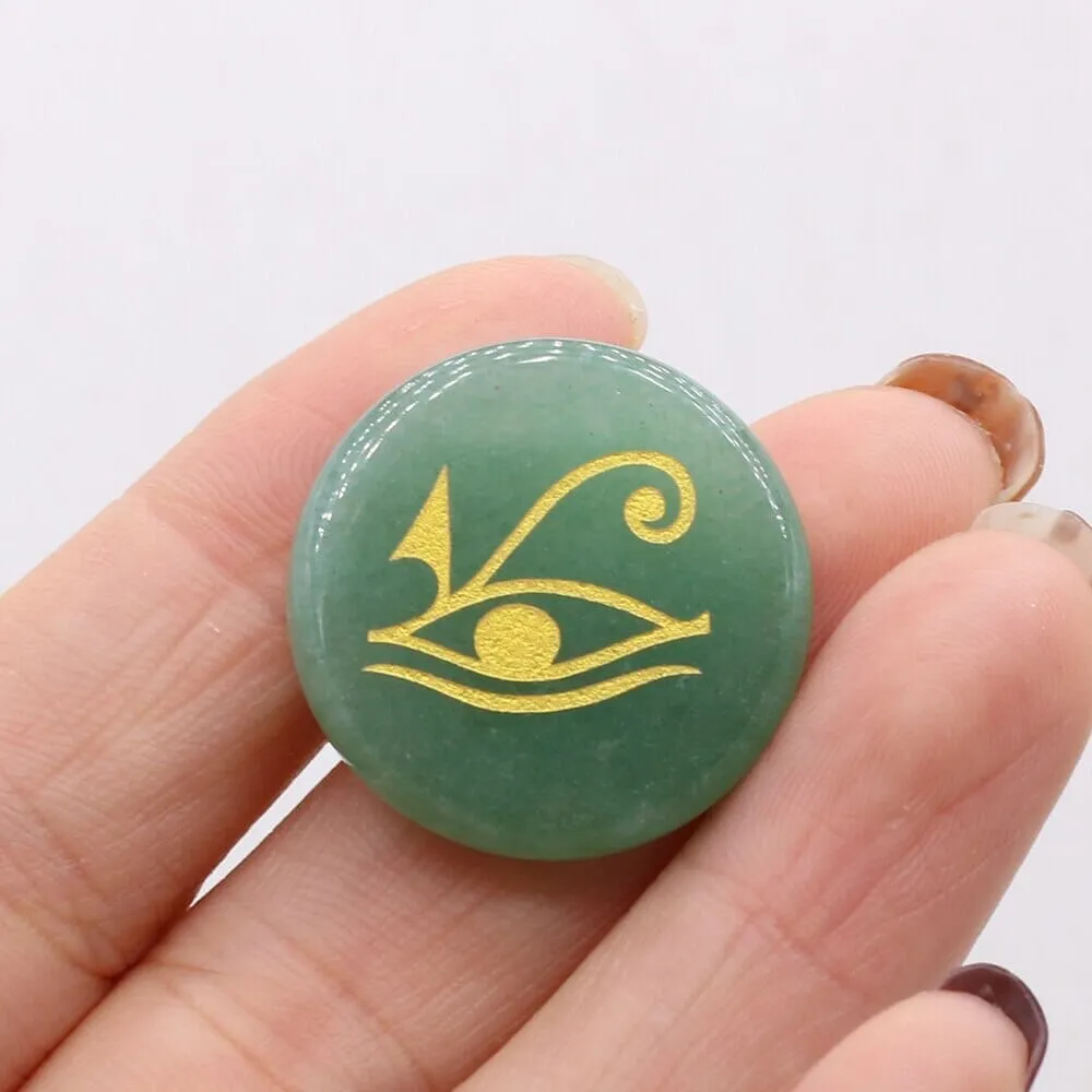 Natural Green Aventurine Crystal Rune Stones