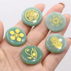 Natural Green Aventurine Crystal Rune Stones