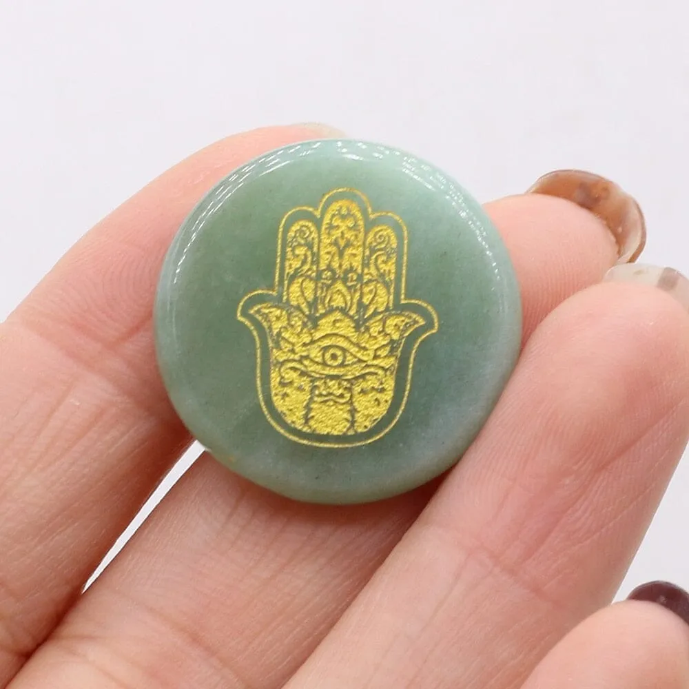 Natural Green Aventurine Crystal Rune Stones