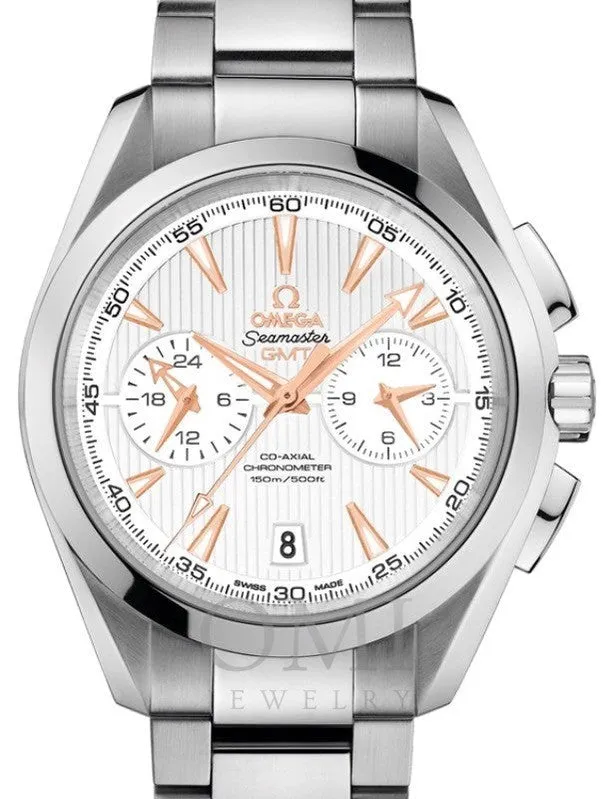 OMEGA SEAMASTER AQUA TERRA 150M CO-AXIAL CHRONOMETER GMT CHRONOGRAPH 43MM STAINLESS STEEL SILVER DIAL 231.10.43.52.02.001 WITH STEEL BRACELET