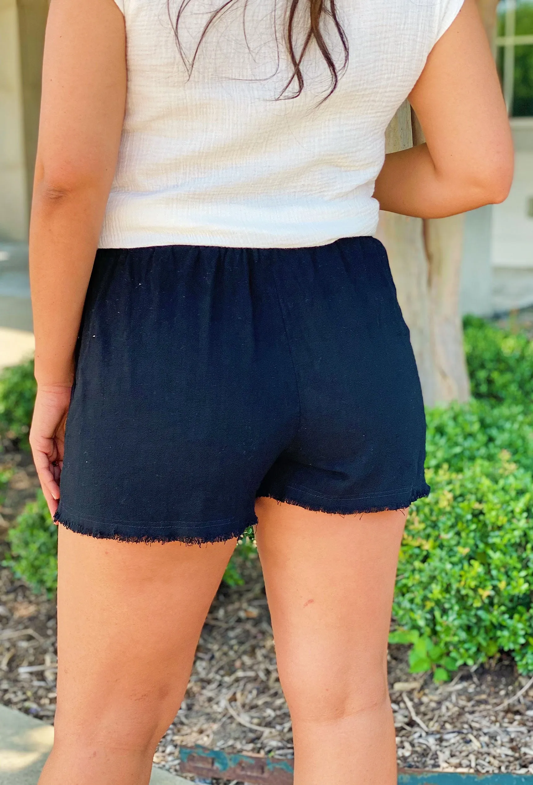 On Repeat Linen Shorts in Black