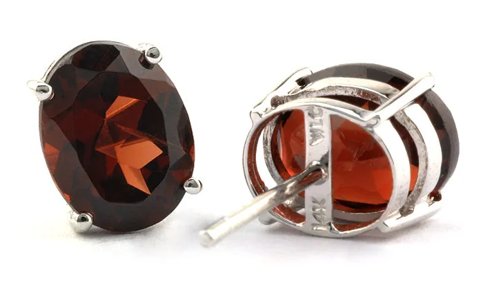 Oval Garnet Stud Earrings, 6x8mm.