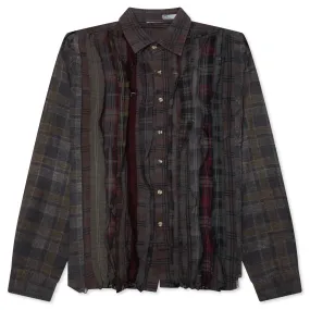 Over Dyed Ribbon Wide Shirt - Brown