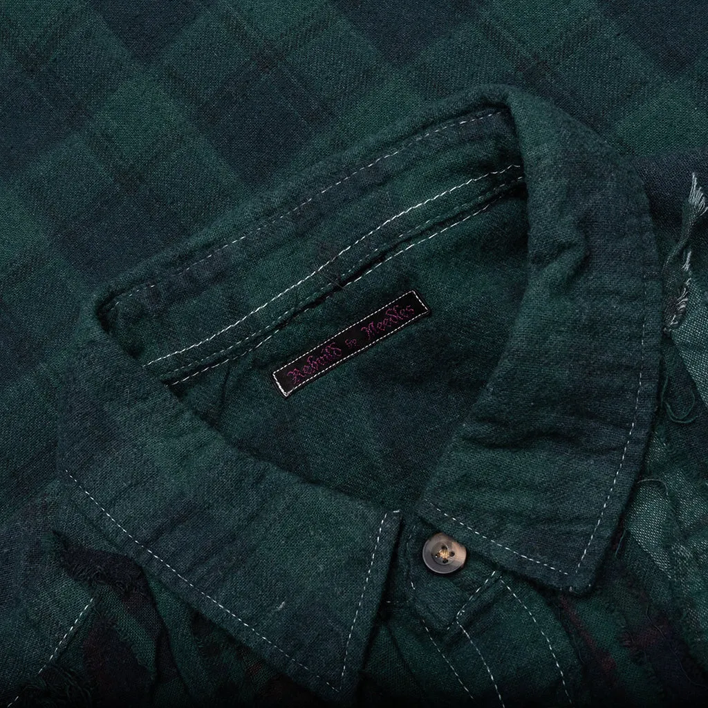 Over Dyed Ribbon Wide Shirt - Green