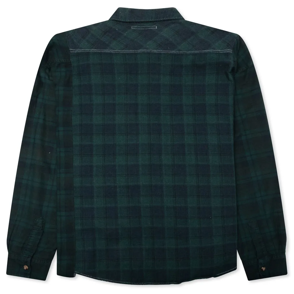 Over Dyed Ribbon Wide Shirt - Green