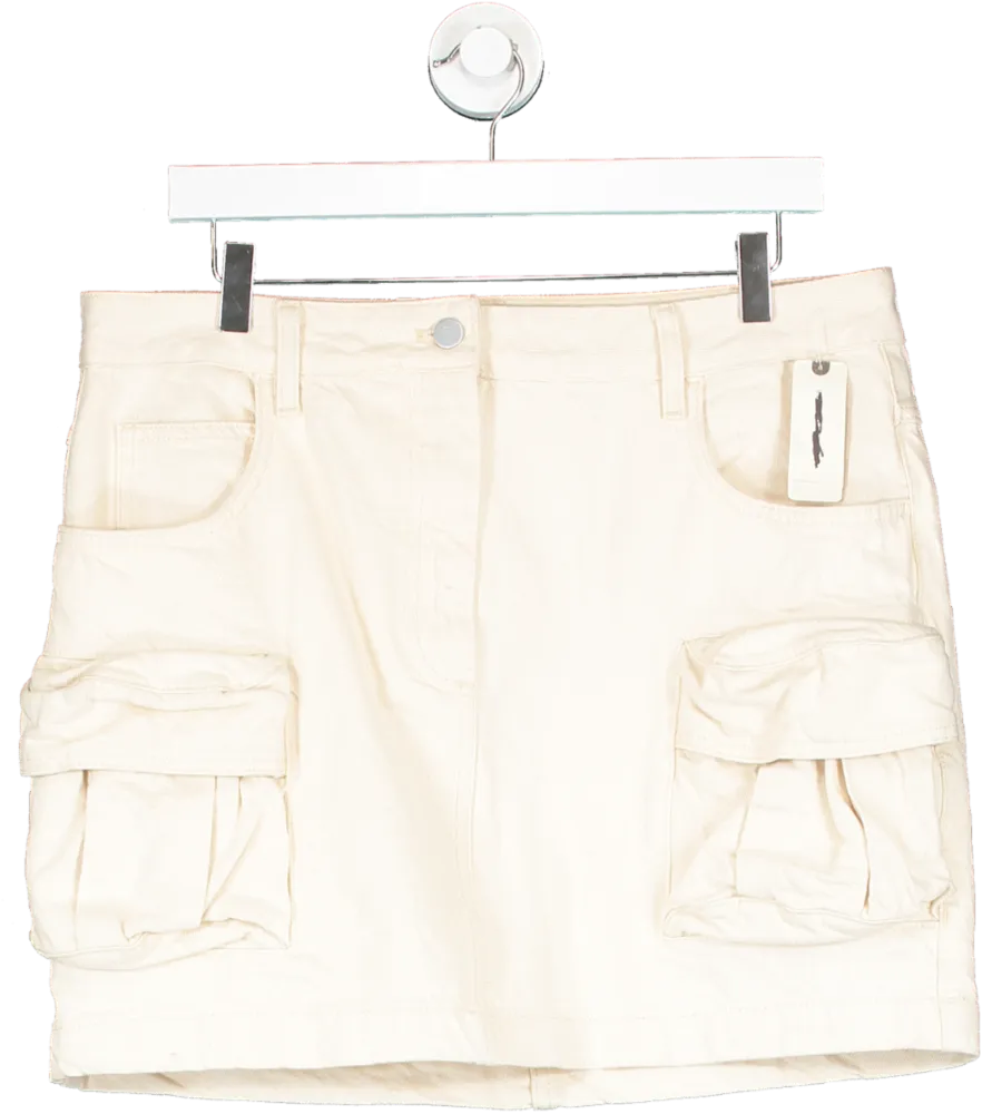 Pilcro Cream Denim Cargo Mini Skirt UK 16