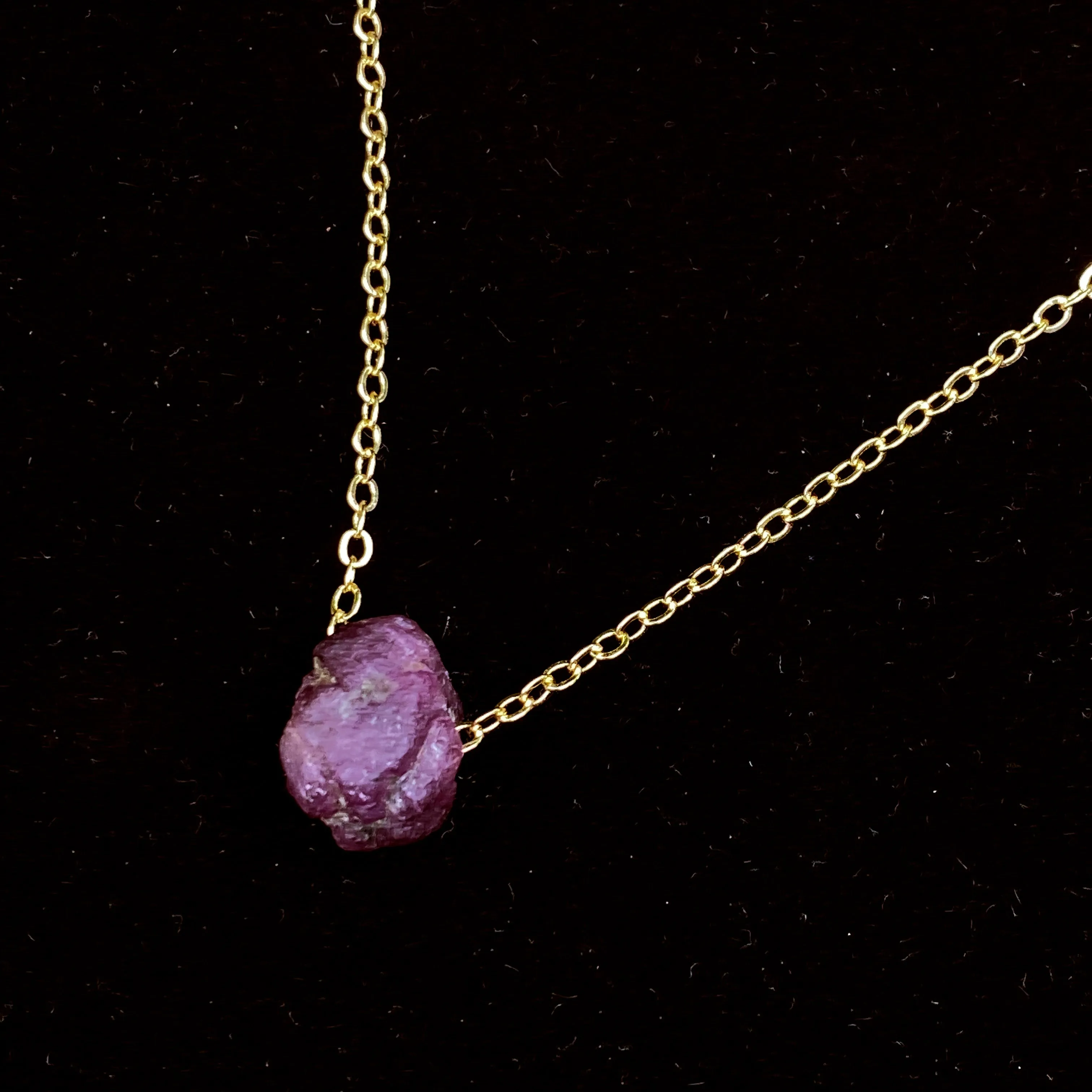 Raw Ruby Gold Choker Necklace