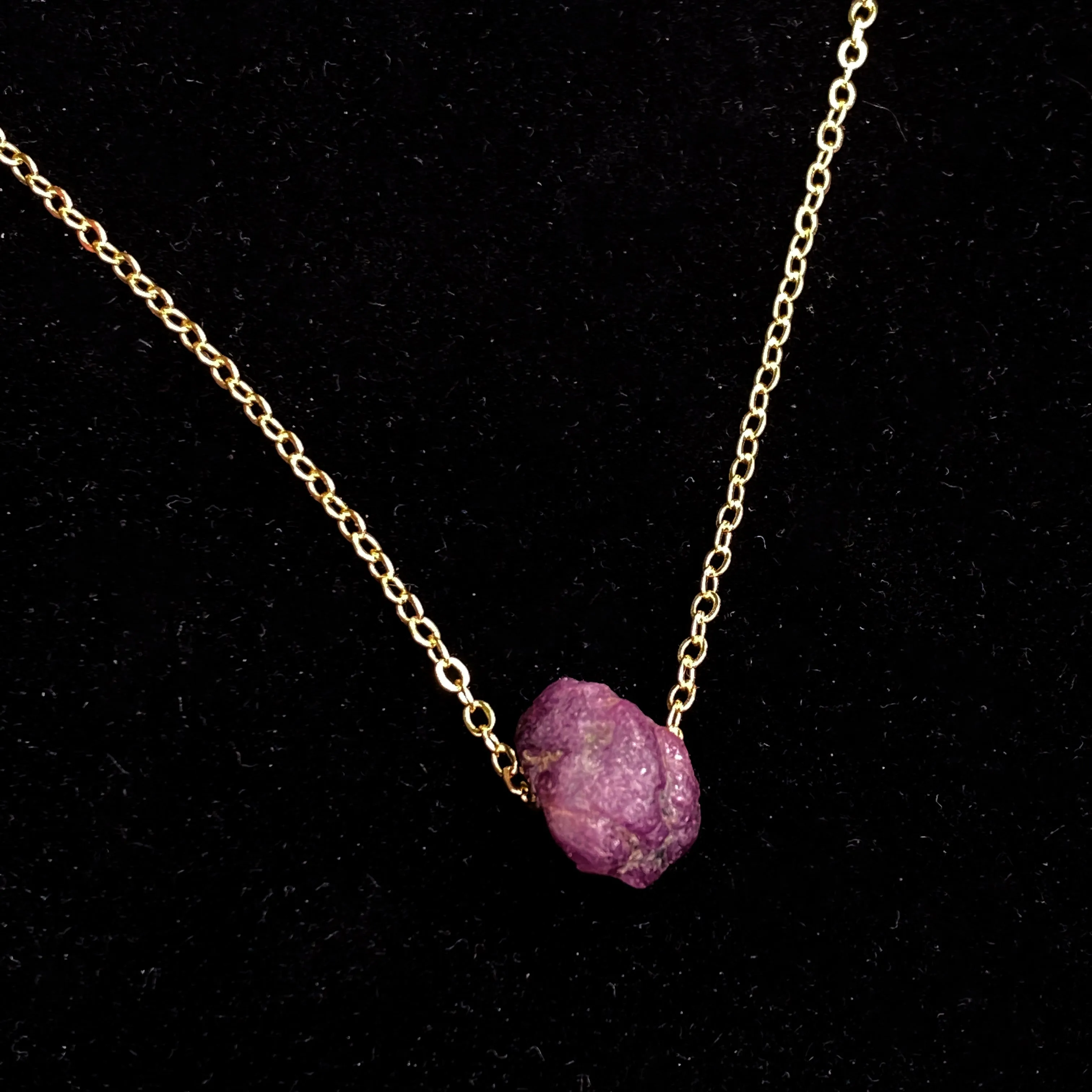 Raw Ruby Gold Choker Necklace