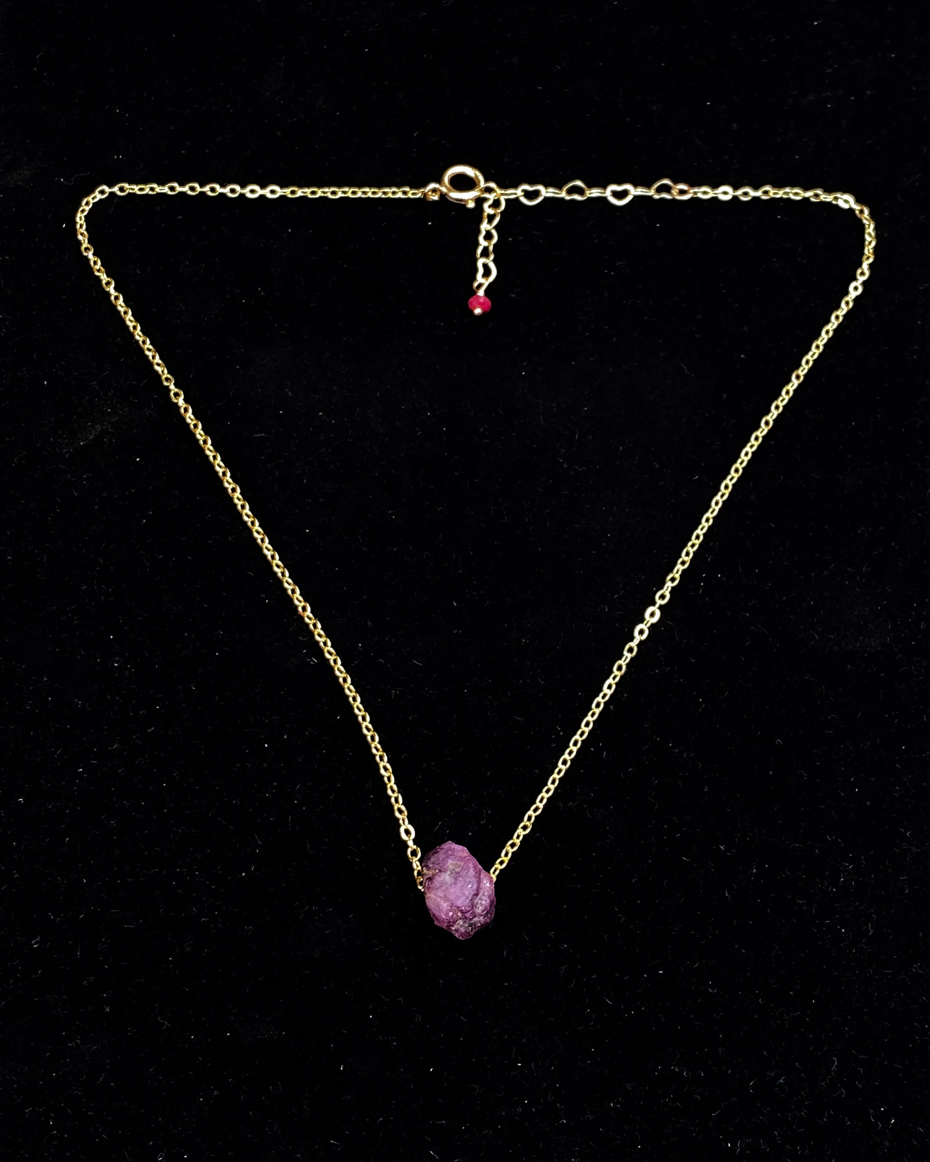 Raw Ruby Gold Choker Necklace