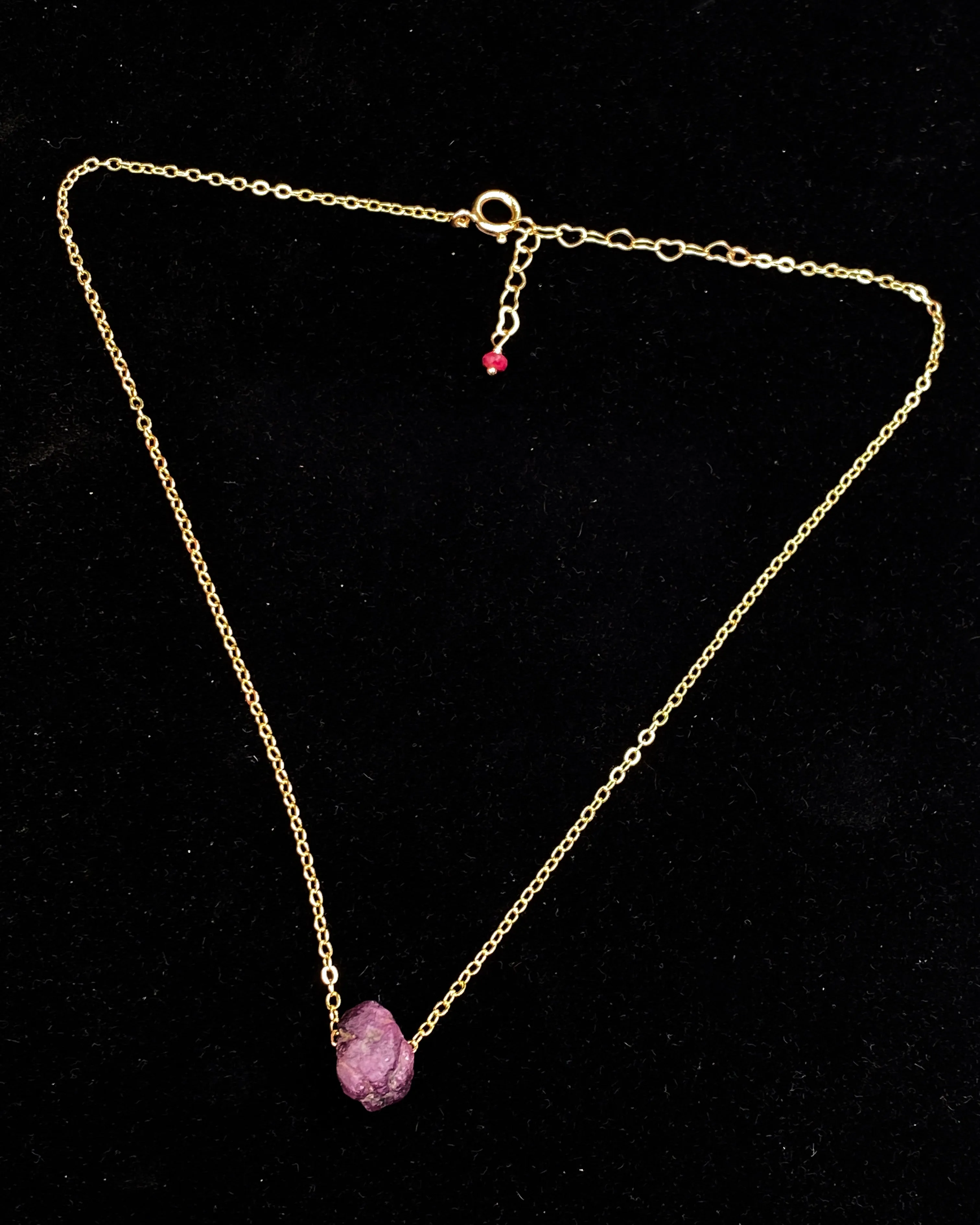 Raw Ruby Gold Choker Necklace